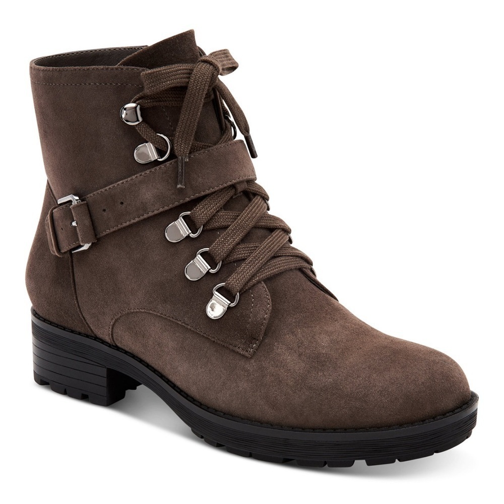 NWT Giani Bernini Naomii Memory-Foam Lug-Sole Ankle Booties Dark Taupe Sz 8.5M